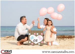 Baby Gender reveal on the beach in Cancun